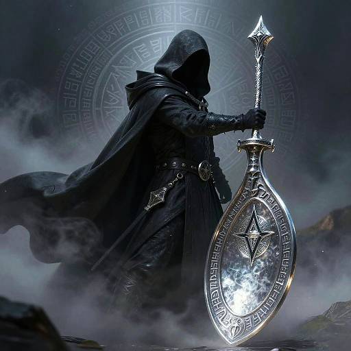 Hooded Figure with Silver Sickle