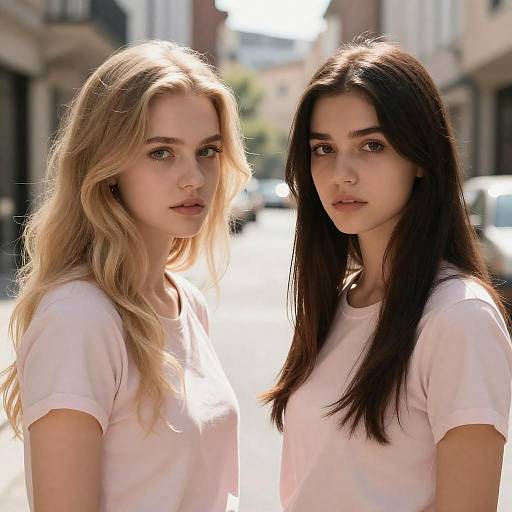 Candid Photograph of Two Young Women Outdoors