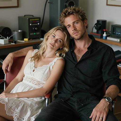 Casual Couple in a Cluttered Room