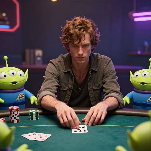 Alien Poker Night in Cinematic Basement