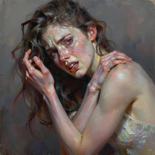 Expressionist Oil Painting of Agonized Woman