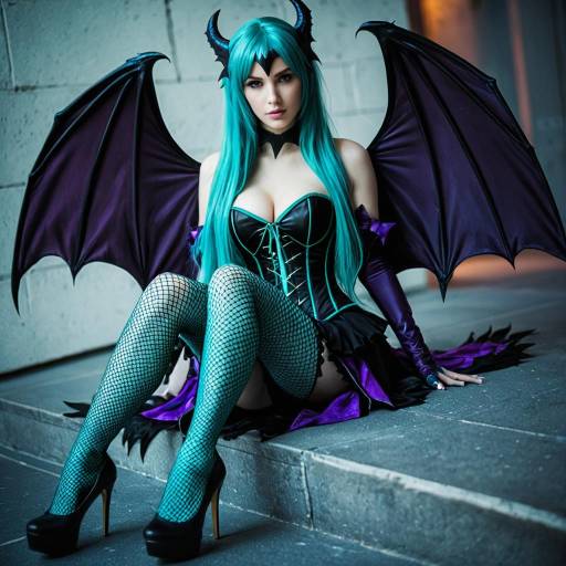 Cosplay Morrigan Aensland with Bat Wings