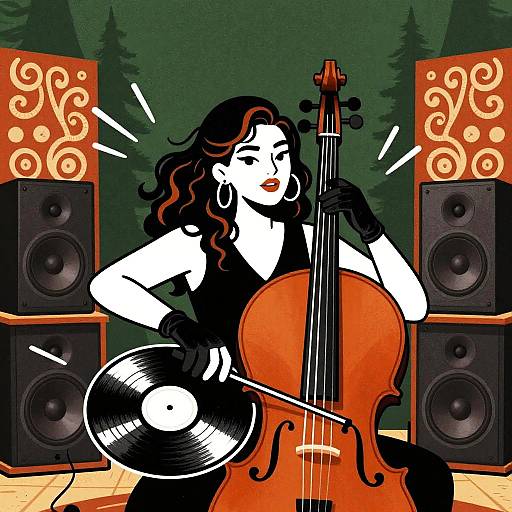 Energetic Female Cellist in Studio