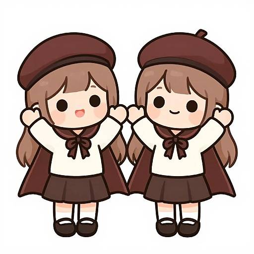Chibi Girls with Cape and Beret