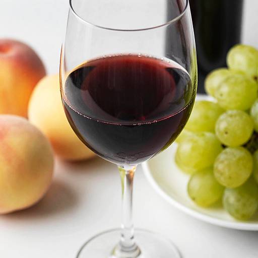Close-Up of Red Wine Glass with Fruit