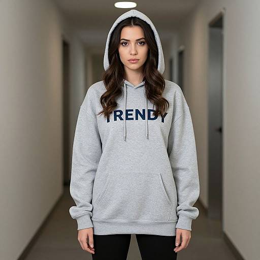 Photograph of a young woman with long dark hair, wearing a grey 