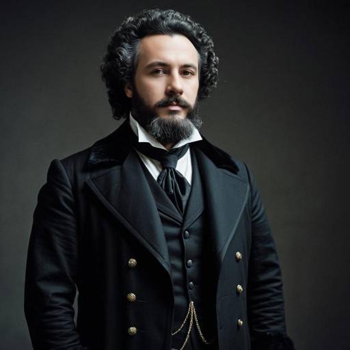 Victorian Man in Elegant Black Coat