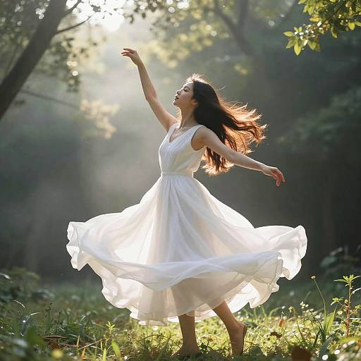 Dancer in a Misty Forest Enchantment