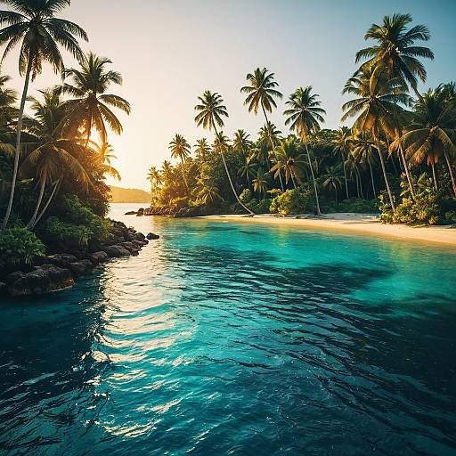 Tropical Island Lagoon at Golden Hour