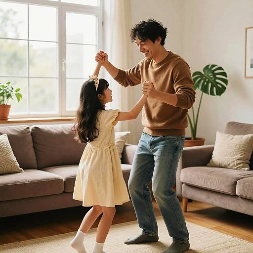 Joyful Father Dancing with Daughter