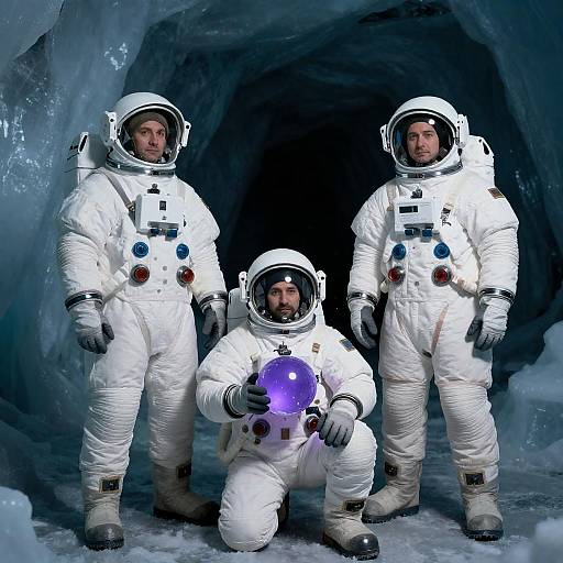 Astronauts in an Icy Cave Discovery