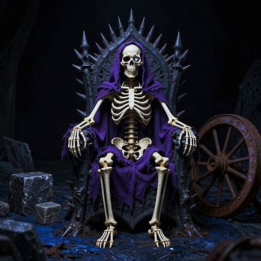 Spooky Skeletal Figure on Gothic Throne