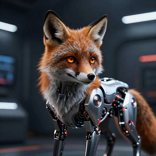 Futuristic Robotic Fox with Amber Eyes