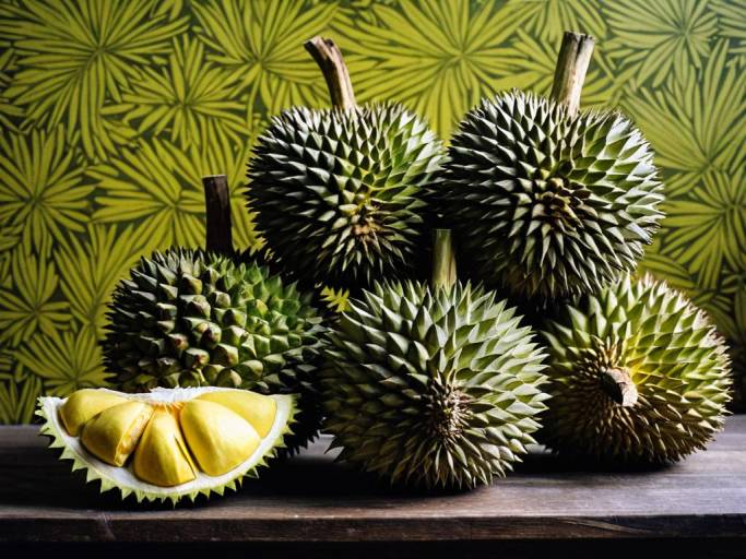 Vibrant Durian Fruit Wallpaper Design