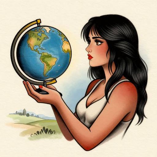 Neo Traditional Female with Globe