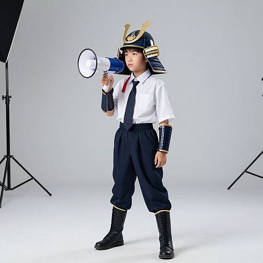 Asian School Boy Samurai Cosplay