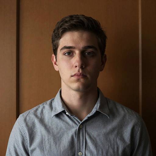 Serious Young Man Portrait in Dim Lighting