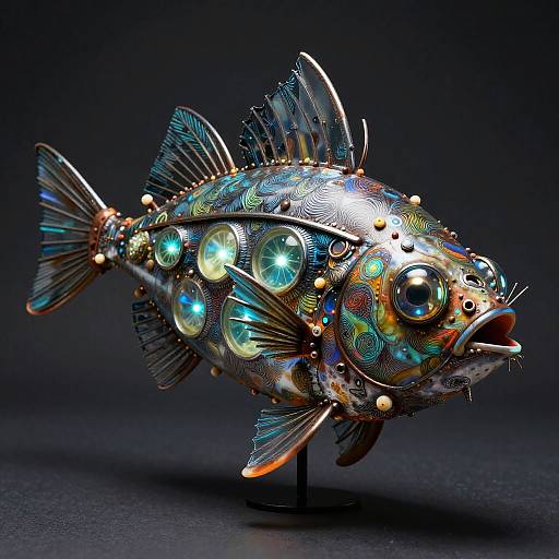 Biomechanical Deep-Sea Anglerfish Sculpture