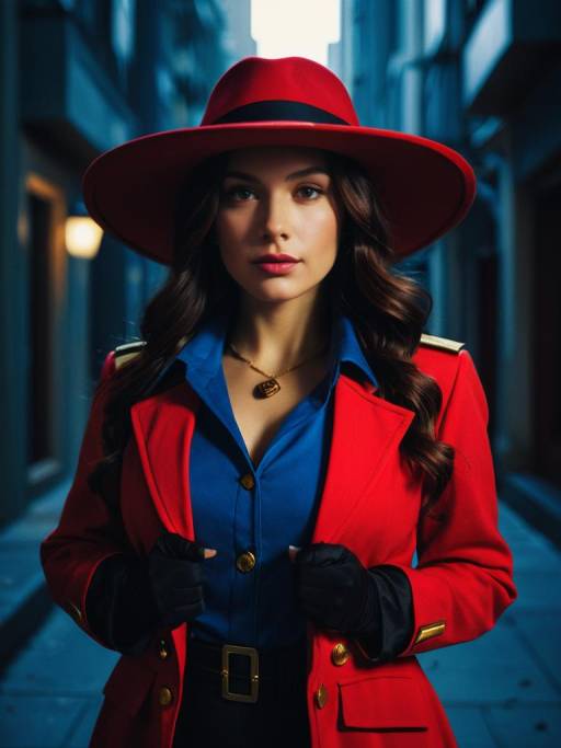 Woman in Carmen Sandiego Costume