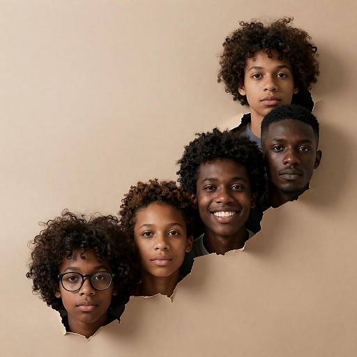 Emerging Faces from a Torn Canvas