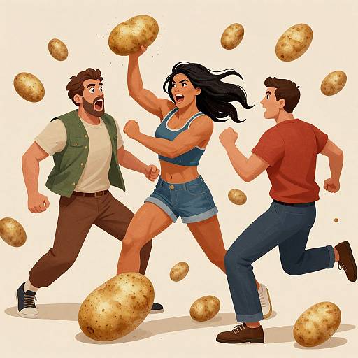 Intense Potato Moshing Battle Scene