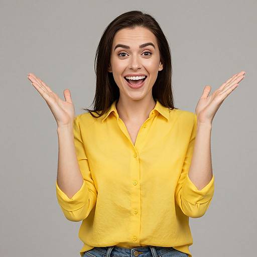 Joyful Woman in Yellow Shirt