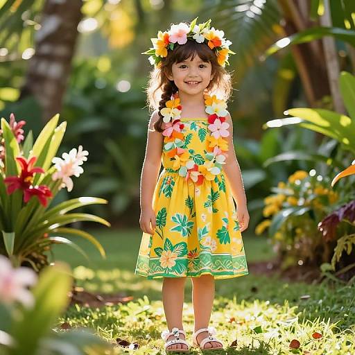 Joyful Girl in Tropical Garden