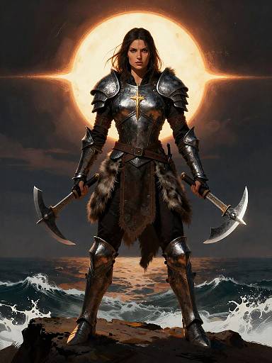 Runic Paladin on Stormy Cliff