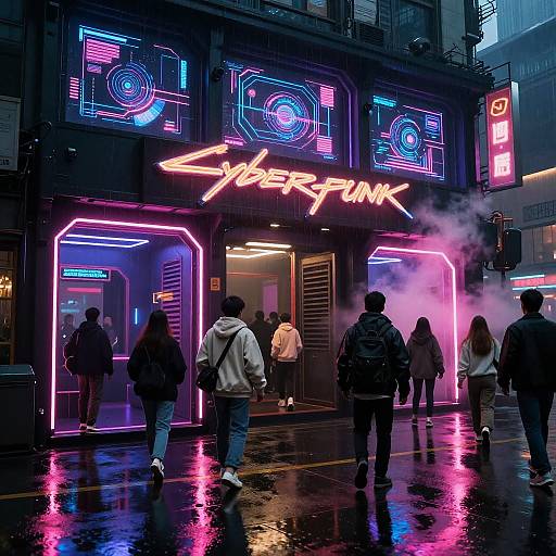 Cyberpunk Neon Club Nightscape