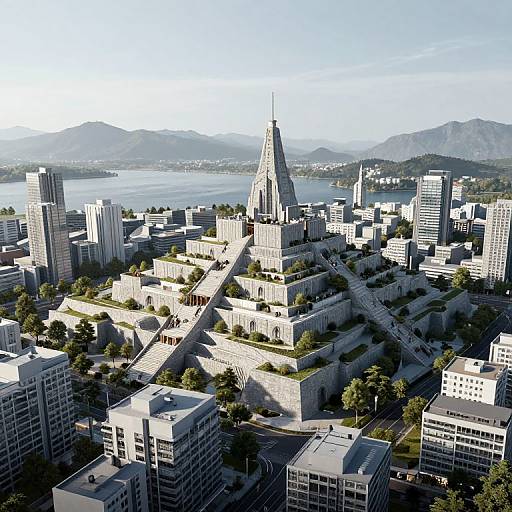 Futuristic Tiered Fortress Cityscape