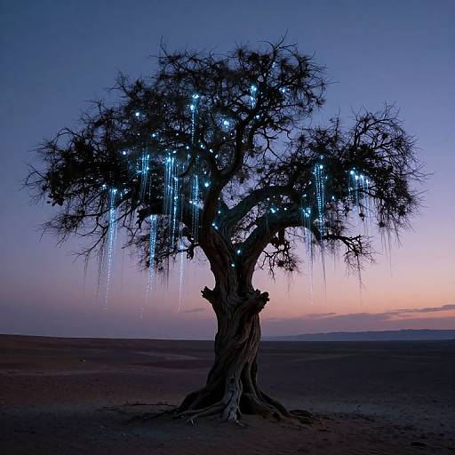 Ethereal Bioluminescent Tree at Twilight