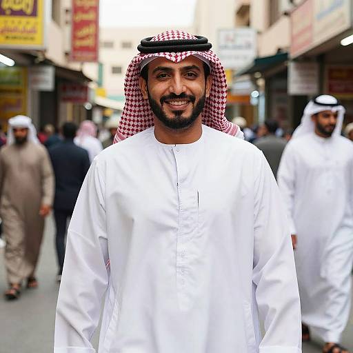 Smiling Middle Eastern Man in Traditional Clothing