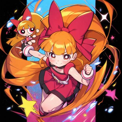 Illustration of Akazutsumi momoko, powerpuff girls z in the style of Shennai misha
