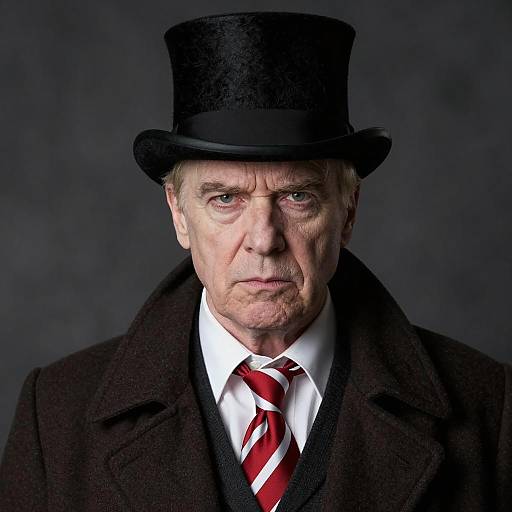 Serious Middle-Aged Man in Top Hat