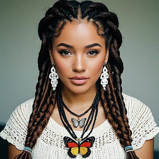 Realistic Crochet Butterfly Locs Portrait
