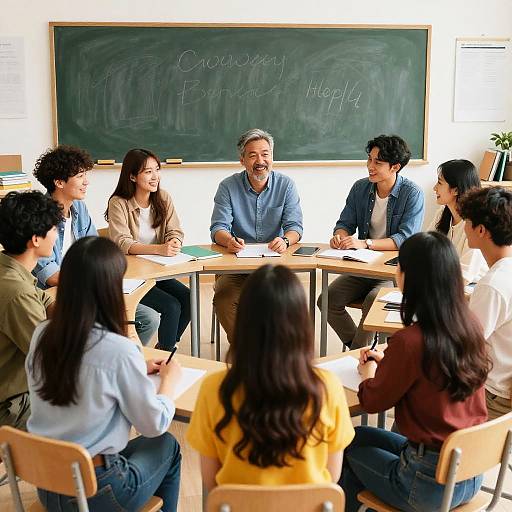 Lively Classroom Circle Discussion Photograph