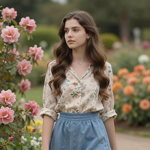 Young Woman in Floral Garden