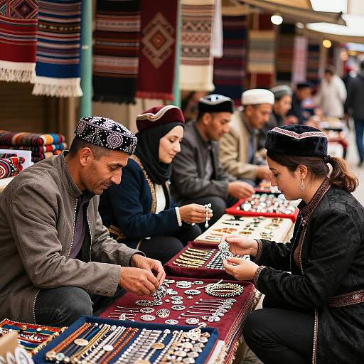 Vibrant Kyrgyz Traditional Market Scene