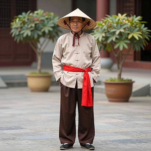 Elderly Man in Traditional Vietnamese Costume