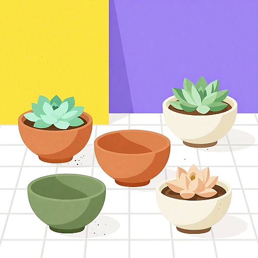 Modern Vibrant Still Life with Succulents