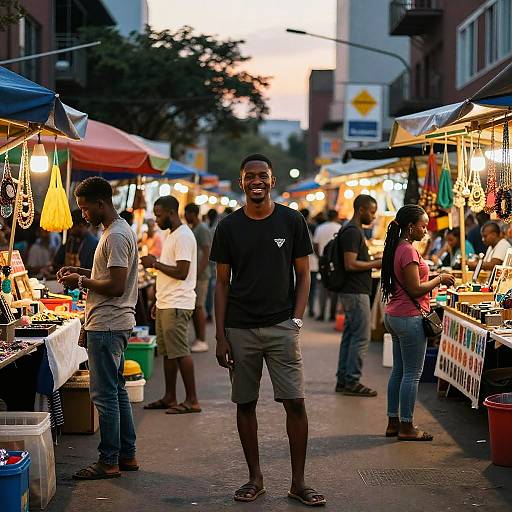 Vibrant Urban Street Market Scene