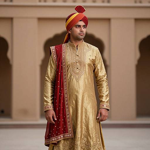 Man in Turban Wearing Ghoomar Costume