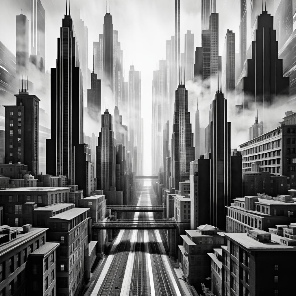 Art Deco Industrial Cityscape Collage