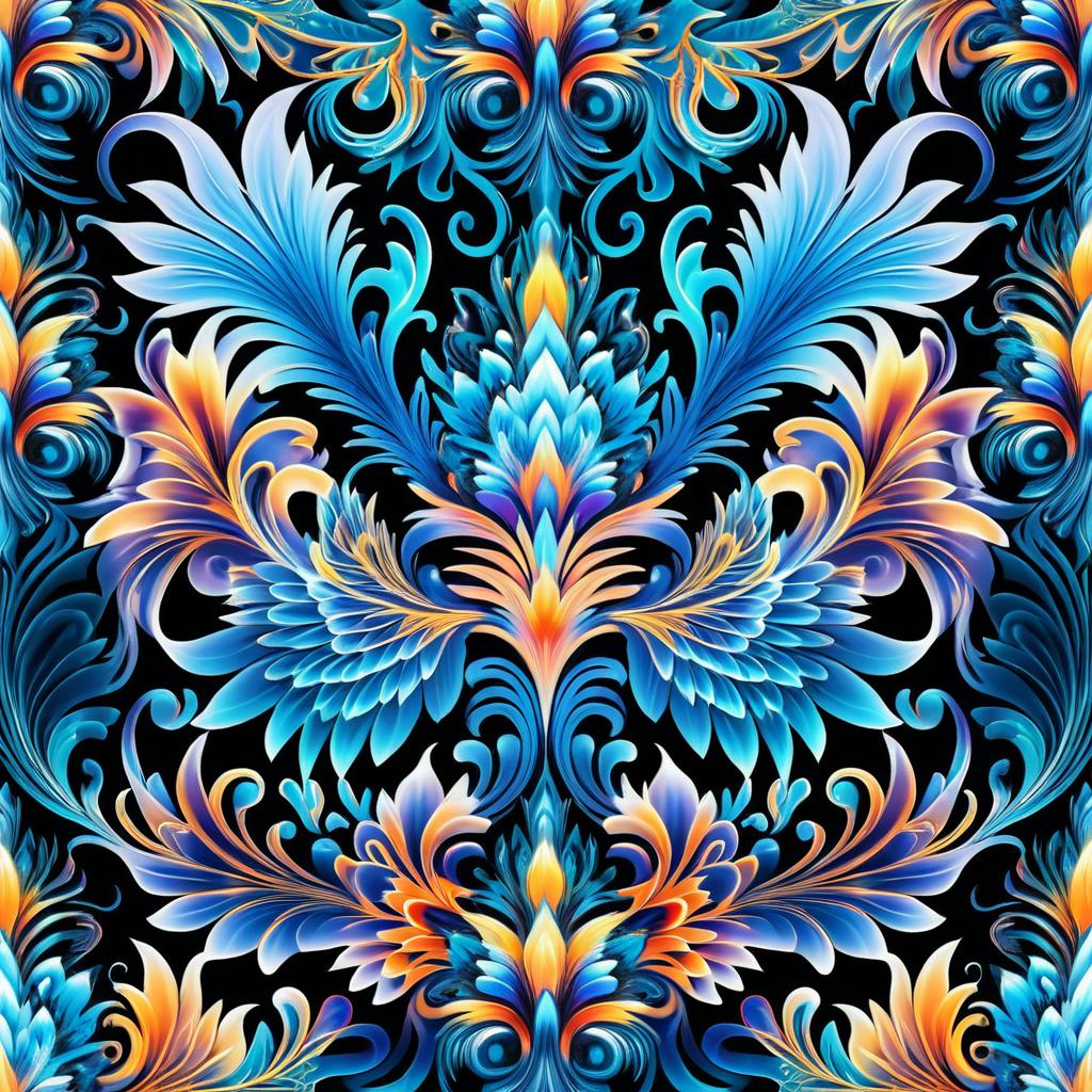 Surreal Crystalline Phoenix Pattern Design