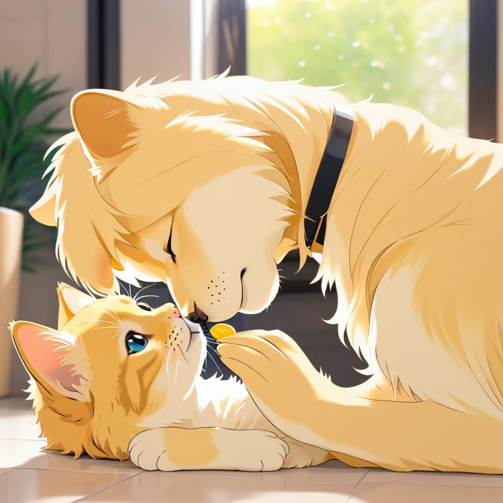 Anime Love: Puppy and Kitten Kissing