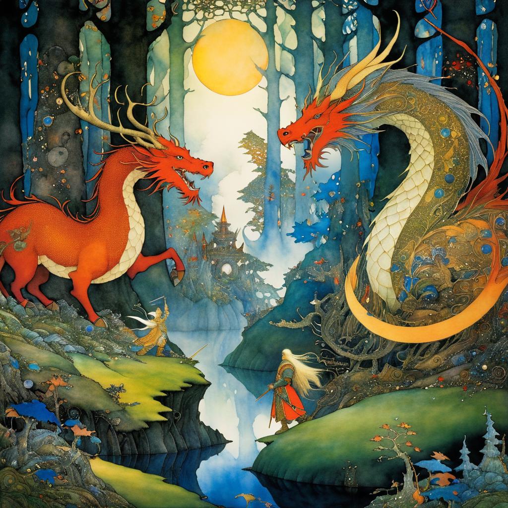 Epic Dragon Knight Battle in Enchanted Forest