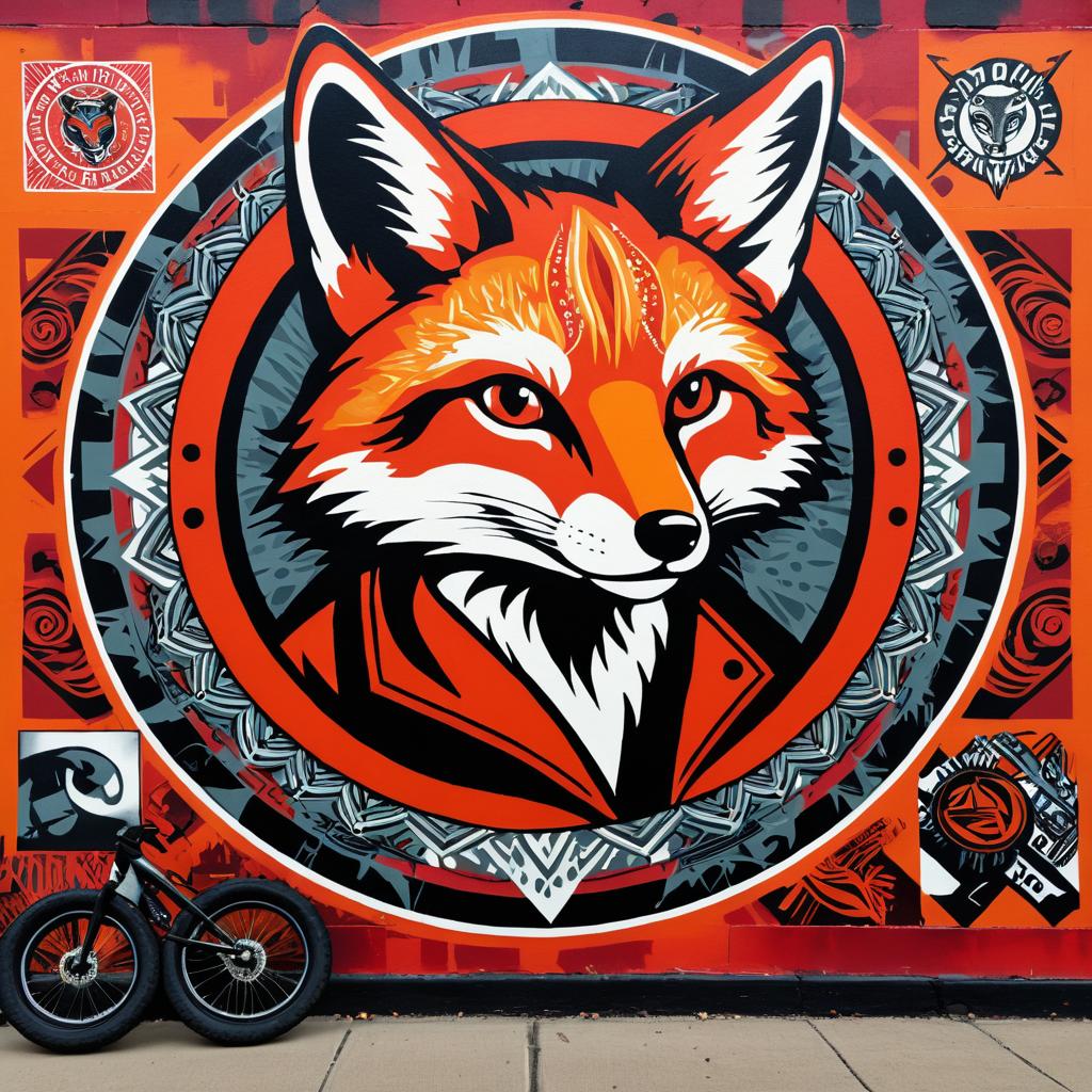 Edgy Fox Mural Art with Politics