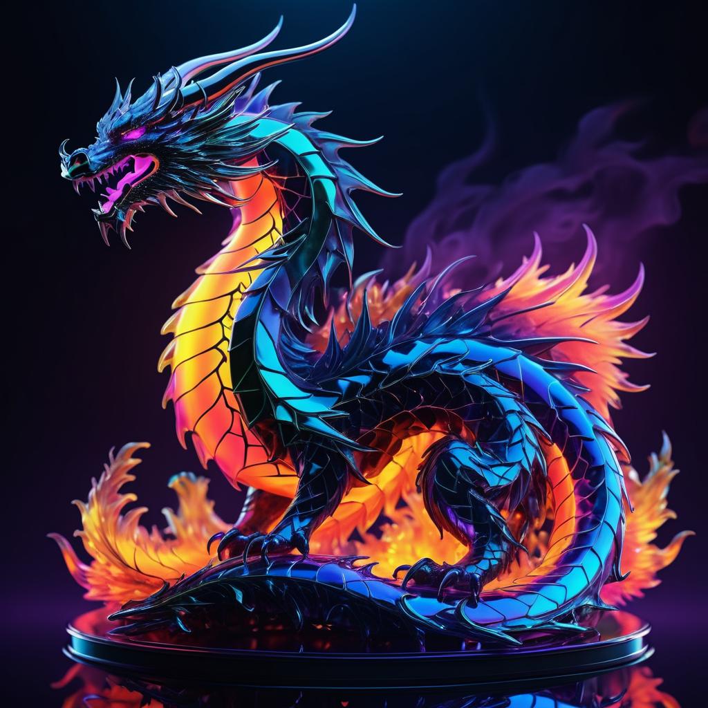 Iridescent Crystal Dragon in Dramatic Lighting