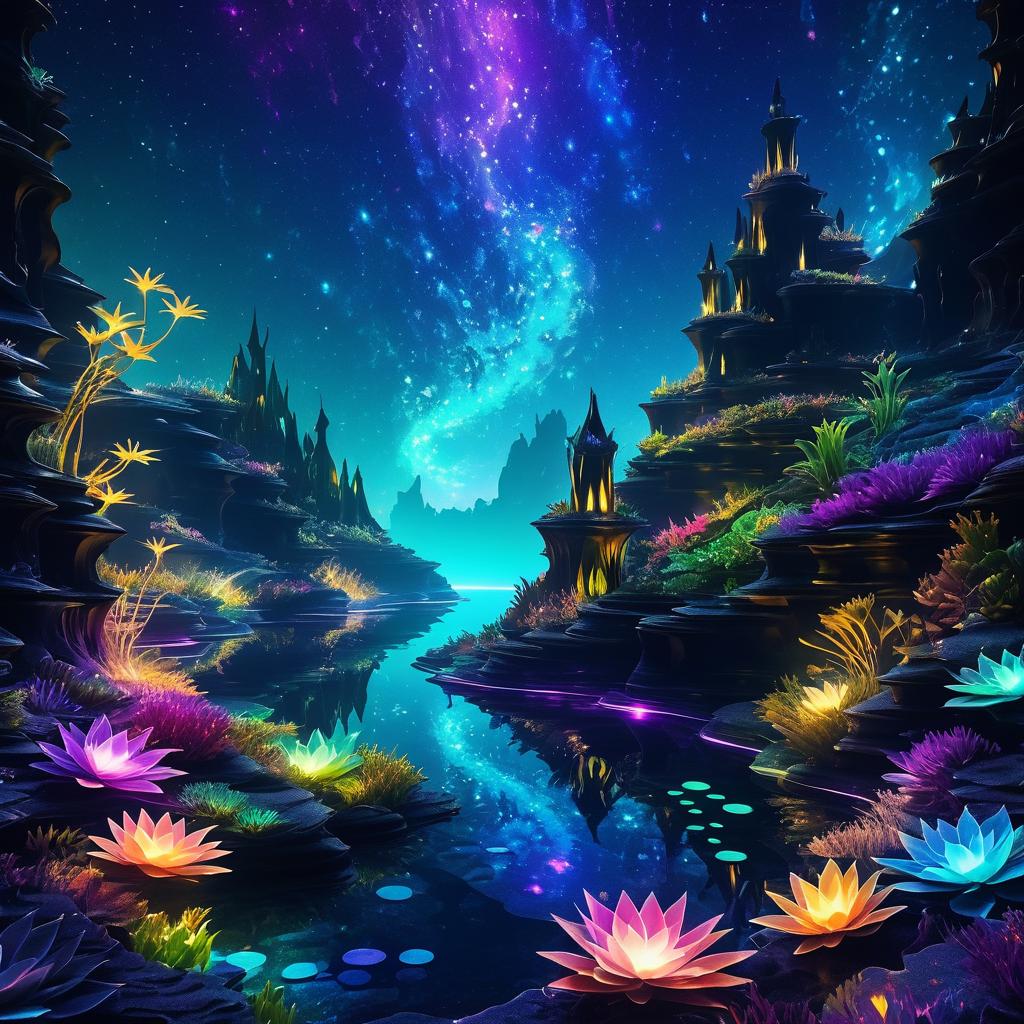 Enchanted Otherworldly Landscape Illustration