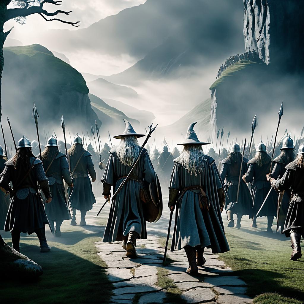 Gandalf Leading Warriors in Epic Scene